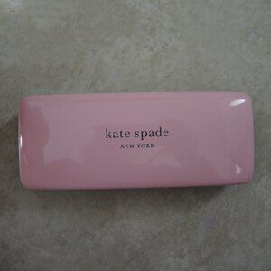 Kate Spade Glasses Case Pink & Green Hard Clam Shell Plastic w/ Tapered Ends